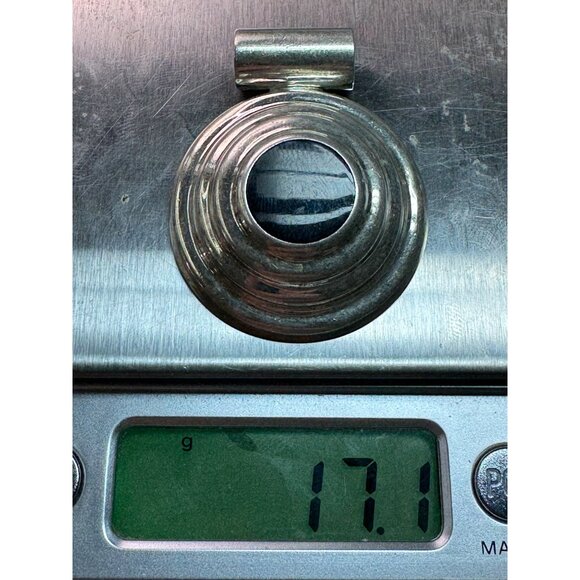 Vintage Taxco Mexico Sterling Silver 925 Round Ridged Pendant 44mm 17.1g Estate - Picture 8 of 8